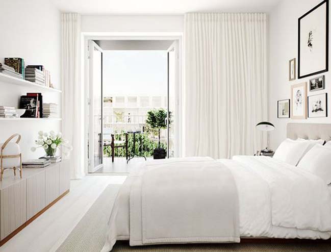 phong ngu dep mau trang 09 20 mẫu phòng ngủ đẹp với tông màu trắng tinh trong