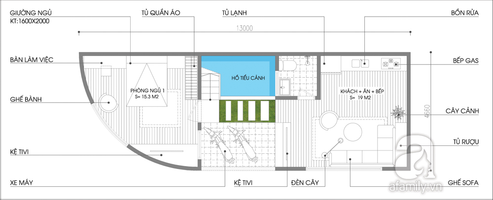 tu van 1201506182117334118 Chia se mẫu thiết kế nhà ống với mảnh đất bị vát tròn